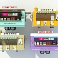 Multicolored Commercial Mobile Vending Carts With Display Windows For Food Sales