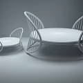 Two Modern Ottoman With Woven Metal Frame And Soft Brown Cushion Design