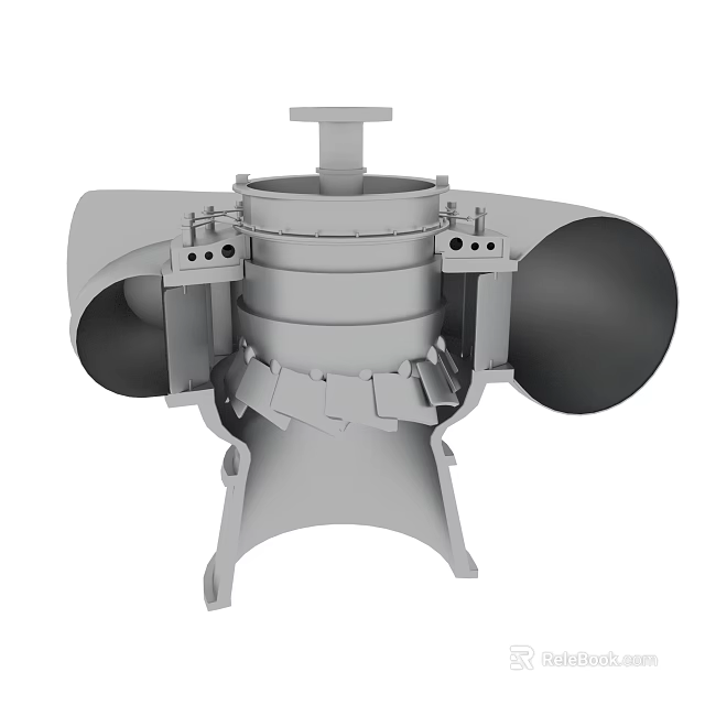 Multi Layered Industrial Equipment With Cylindrical Structure Large Side Components And Support Base 3d model