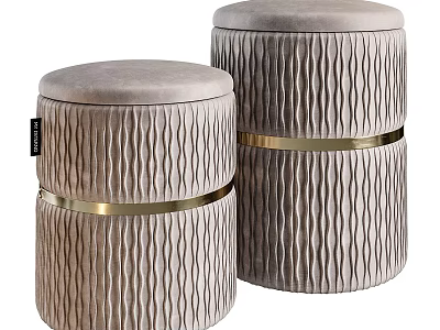 Two Light Gray Wavy Texture Accent Chairs with Gold Metal Trim and Velvet Tops 3d model