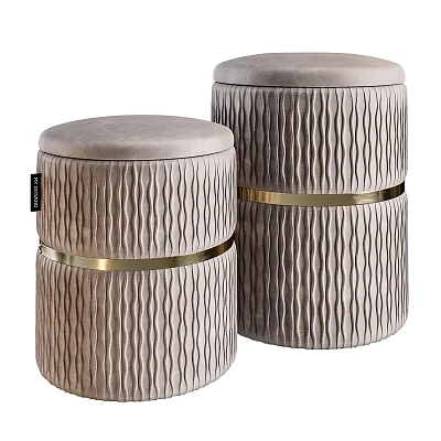 Two Light Gray Wavy Texture Accent Chairs with Gold Metal Trim and Velvet Tops 3d model