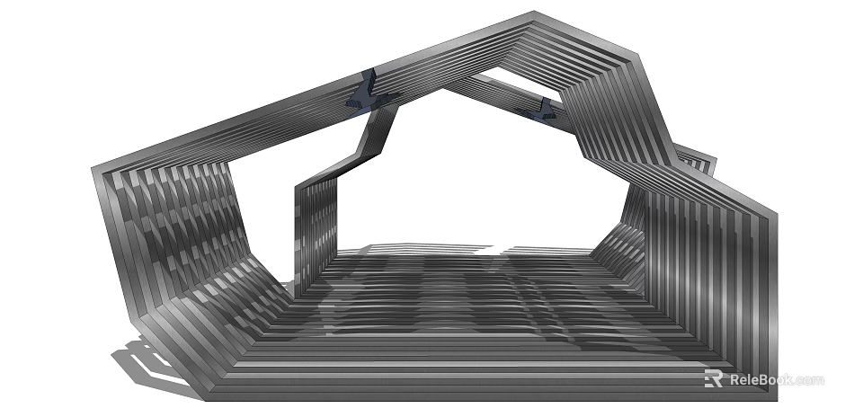 Modern Metal Pergola Architectural Design With Geometric Structure And Interlaced Lines 3d model 