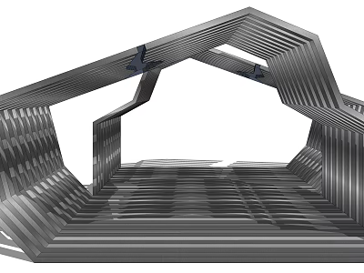 Modern Metal Pergola Architectural Design With Geometric Structure And Interlaced Lines 3d model