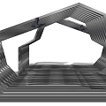 Modern Metal Pergola Architectural Design With Geometric Structure And Interlaced Lines
