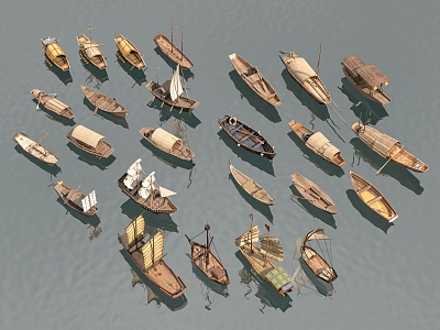 Chinese-style Wupeng Boat Fishing Boat Wooden Boat Ancient Boat Painted Boat Raft Bamboo Raft Dragon Boat Warship Sailing Boat 3d model