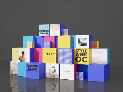 Vibrant Fashion Island Photo Spot With Colorful Cubes And Style Week OC 3d model