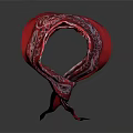 Red Silk Scarf With Intricate Pattern Folded On Dark Background Shiny Fabric 3d model