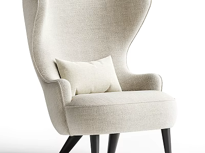 Beige Upholstered Single Sofa With High Back Pillow And Black Legs Design 3d model
