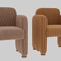 Modern Leisure Chair With Striped Orange And Beige Fabric Armrests And Metal Legs