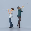 Modern double instrument playing trombone ensemble playing trombone instrument trombone small size unisex ensemble 3d model