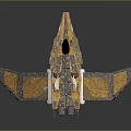 Advanced Interstellar Spacecraft With Yellow Gray Wings And Engines For Cosmic Exploration
