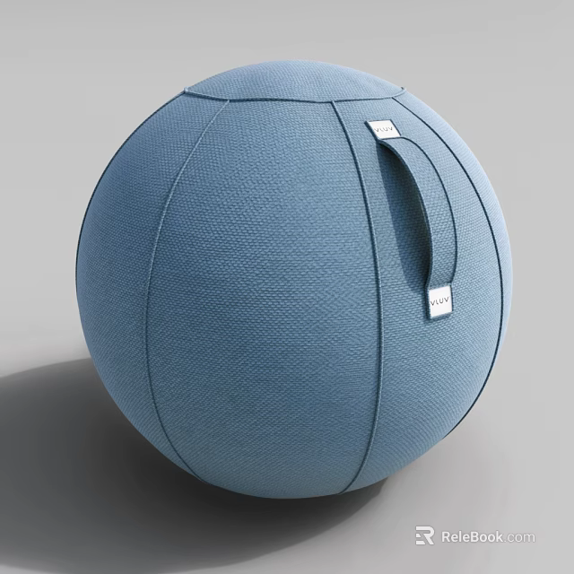 Modern Blue Round Fabric Stool With Stitched Details And Label For Indoor Use 3d model 