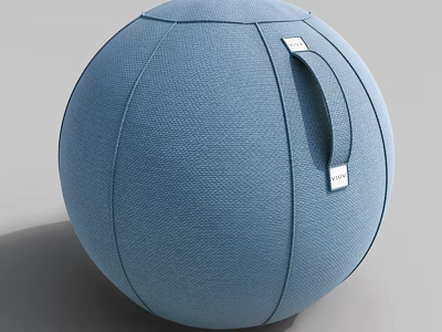 Modern Blue Round Fabric Stool With Stitched Details And Label For Indoor Use 3d model