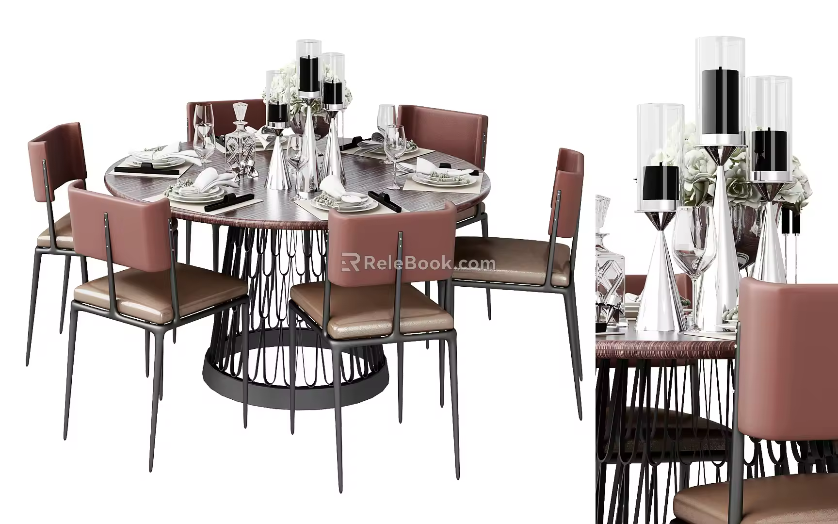 Modern Dining Table and Chair Combination Dining Table 3d model