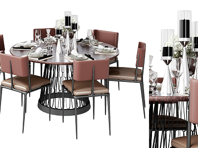 Modern Dining Table and Chair Combination Dining Table model