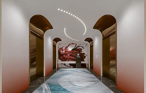 Modern elevator hall aisle 3d model