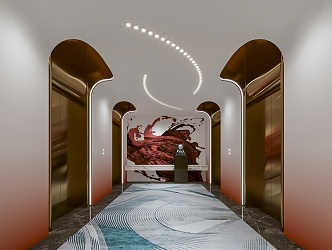 Modern elevator hall aisle 3d model