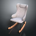 Modern Gray Upholstered Rocking Chair With Wooden Rocking Legs And Comfortable Design