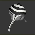 Knitted Black And White Striped Winter Hat With Ear Flaps Warm Design 3d model