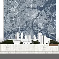 Commercial Planning Display Model With Map Background Green Grass And White Buildings