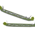 Modern Curved Fence Design in Landscape with Green Grass and Trees