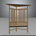 Wooden Gazebo With Slatted Design And Canopy Top For Outdoor Garden Use