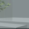 White Display Shelves With Green Plants Bright Lighting Modern Minimalist Style Shadow Effects