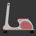 Wooden Children's Toy Cart With White Body Pink Polka Dot Seat And Handle