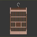 Classic Wooden Birdcage With Intricate Carved Design And Hanging Hook