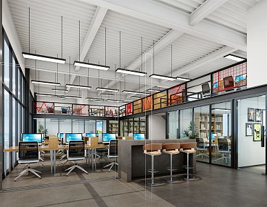 Industrial LOFT Public Office Area Office 3d model