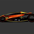 Futuristic Concept Car With Sleek Red Yellow Aerodynamic Design And Unique Wheels