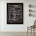 Modern Abstract Wall Art With Geometric Lines In Minimalist Interior 3d model