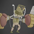 Mechanical Fantasy Creature Character With Top Hat Checkered Pants And Large Blades