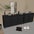 Modern Black Entrance Cabinet Sideboard Cabinet Balcony Cabinet Storage Cabinet Entrance Cabinet 3d model