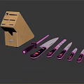 Kitchen Knife Set With Wooden Block And Different Sizes For Home Use 3d model