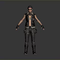 Woman In Black Vest Cap Pink Sunglasses Gloves And Combat Boots