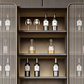 Elegant Modern Wine Cabinet With Glass Doors Wine Bottles And Storage Drawers