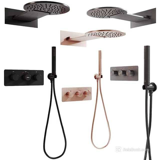 Modern Shower Systems With Rainfall Heads Handheld Sprayers And Sleek Control Panels 3d model 