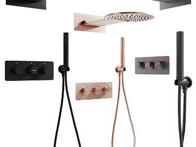 Modern Shower Systems With Rainfall Heads Handheld Sprayers And Sleek Control Panels 3d model