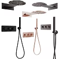 Modern Shower Systems With Rainfall Heads Handheld Sprayers And Sleek Control Panels 3d model