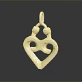 Silver Heart Shaped Pendant With Angel Figures And Intricate Craftsmanship Design