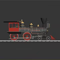 Vintage Steam Locomotive Black And Red With Gold Accents On Railroad Tracks