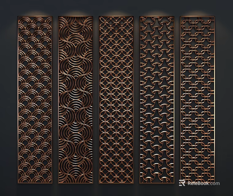 Decorative Metal Room Dividers Featuring Intricate Cutout Patterns And Modern Design 3d model 