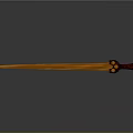 Classic Long Sword With Red Handle On Gray Gradient Background