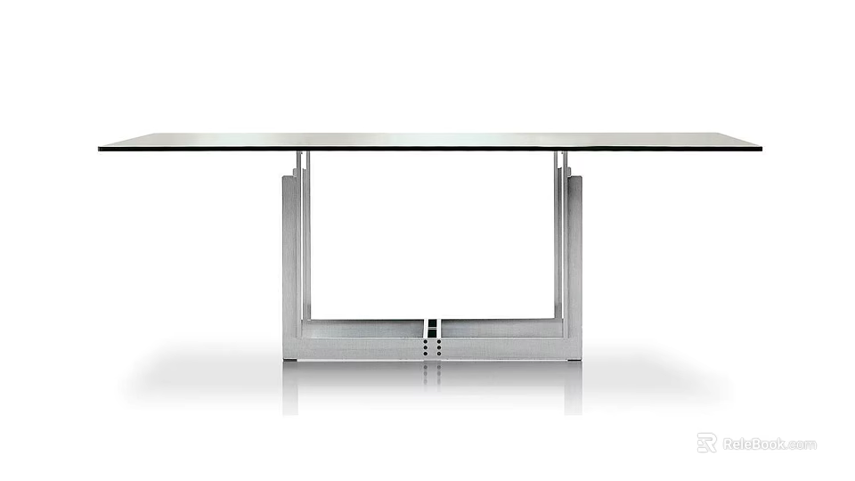 Modern Glass Top Table With Sleek Metal Frame And Contemporary Design 3d model 