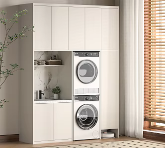 Modern Washing Machine Cabinet Balcony Cabinet Bathroom Cabinet Toiletries Washing Machine 3d model