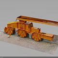 Orange Industrial Mining Transport Equipment with Multiple Wheels Heavy Duty Structure 3d model