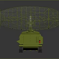 Green Mobile Radar Equipment With Large Antenna Mounted On Military Vehicle