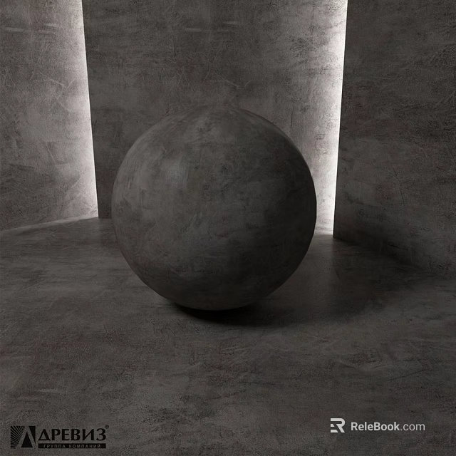 Gray Concrete Sphere In Room With Gray Walls Floor And Lighting 3d model 