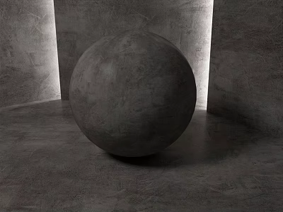 Gray Concrete Sphere In Room With Gray Walls Floor And Lighting 3d model